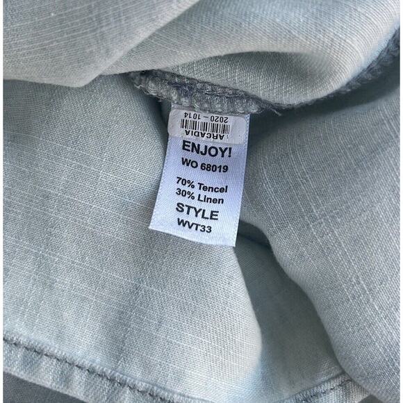 Michael Stars Sz S Blue Chambray Denim Tencil Linen Tunic Dress Off Shoulder LS - Picture 4 of 4